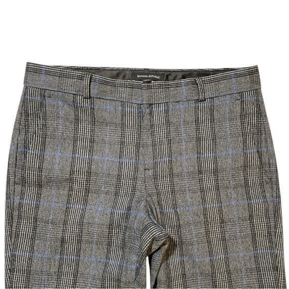 Banana Republic Logan Trousers Mid Rise Glen Plaid Gray Sz 4 - Picture 4 of 11